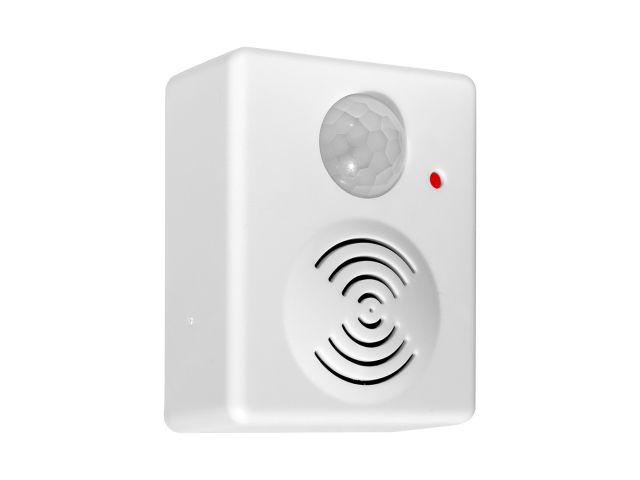 Automatic bird sound speaker with PIR motion sensor, freestanding